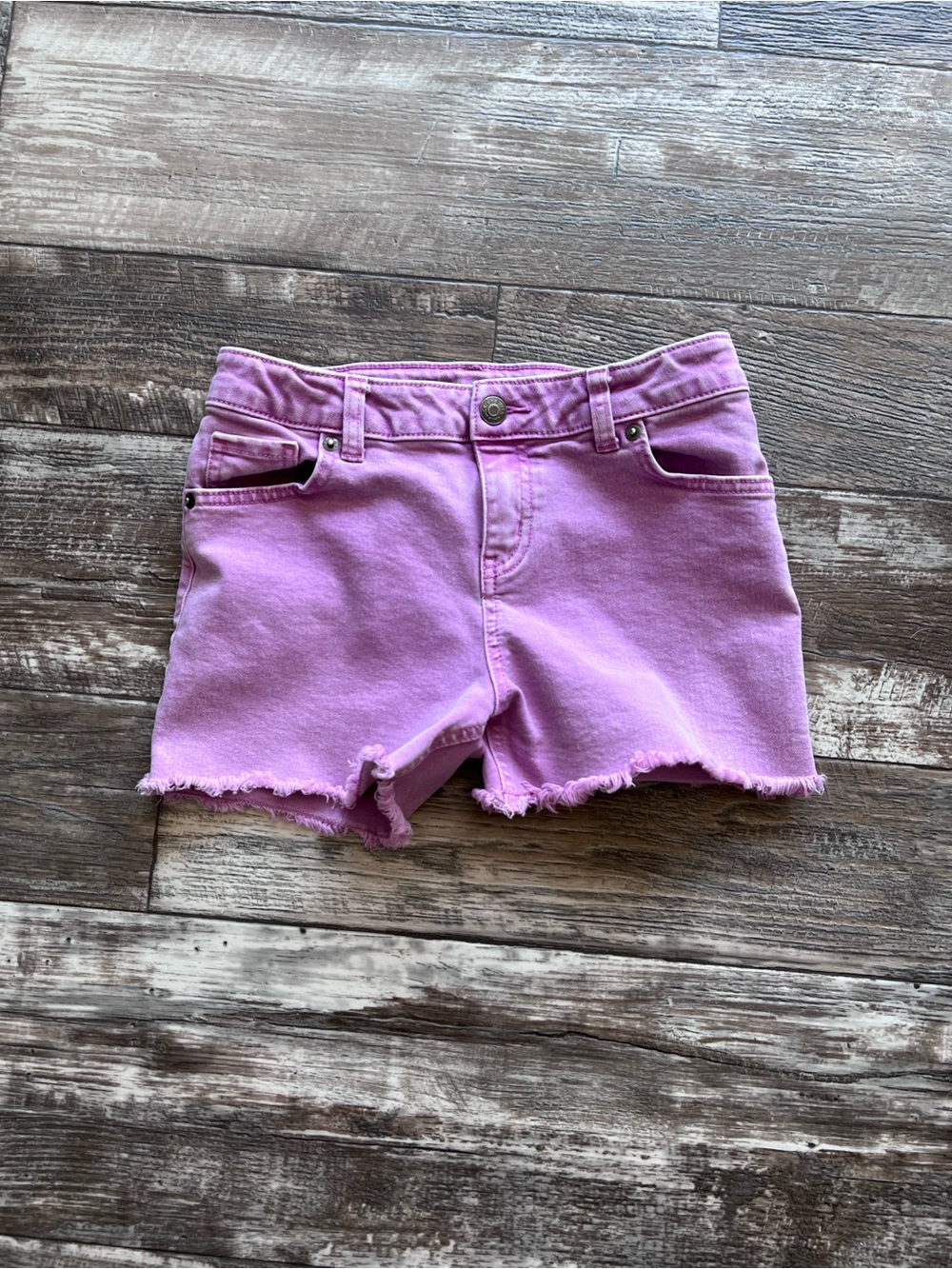 Cat & Jack Girls Purple Denim Frayed Hem Shorts Size L (10/12)
